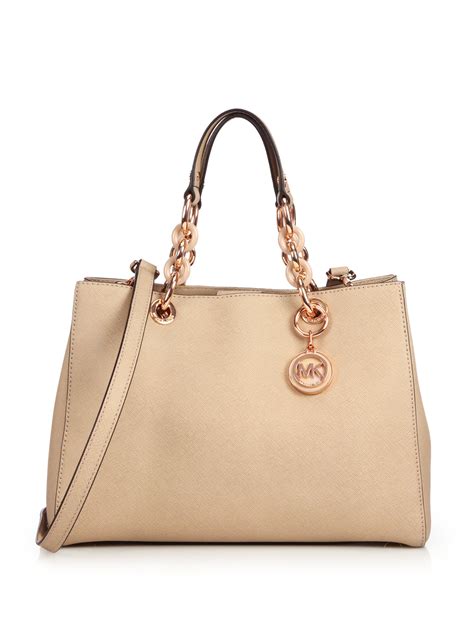 Cynthia Saffiano Leather Satchel .